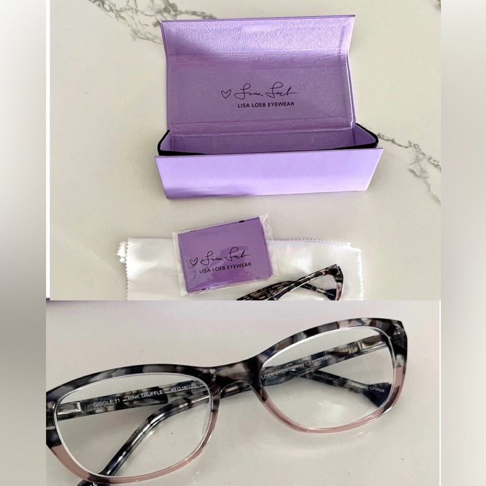 Lisa Loeb Classique Cat Eye Eyeglasses Pink Tortoise Frames Women Chic Nerd